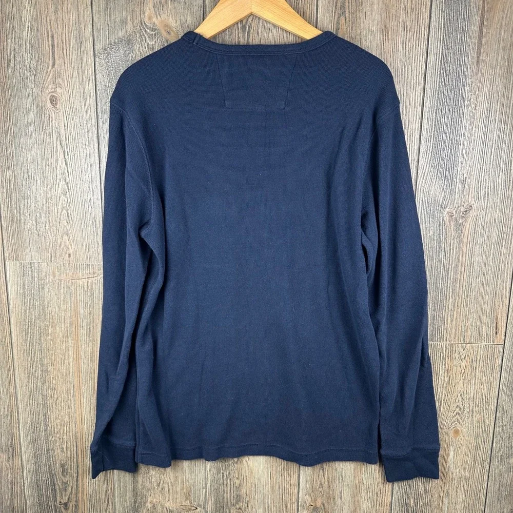 Banana Republic Mens Waffle Crew Neck Shirt Navy Blue Long Sleeve Large